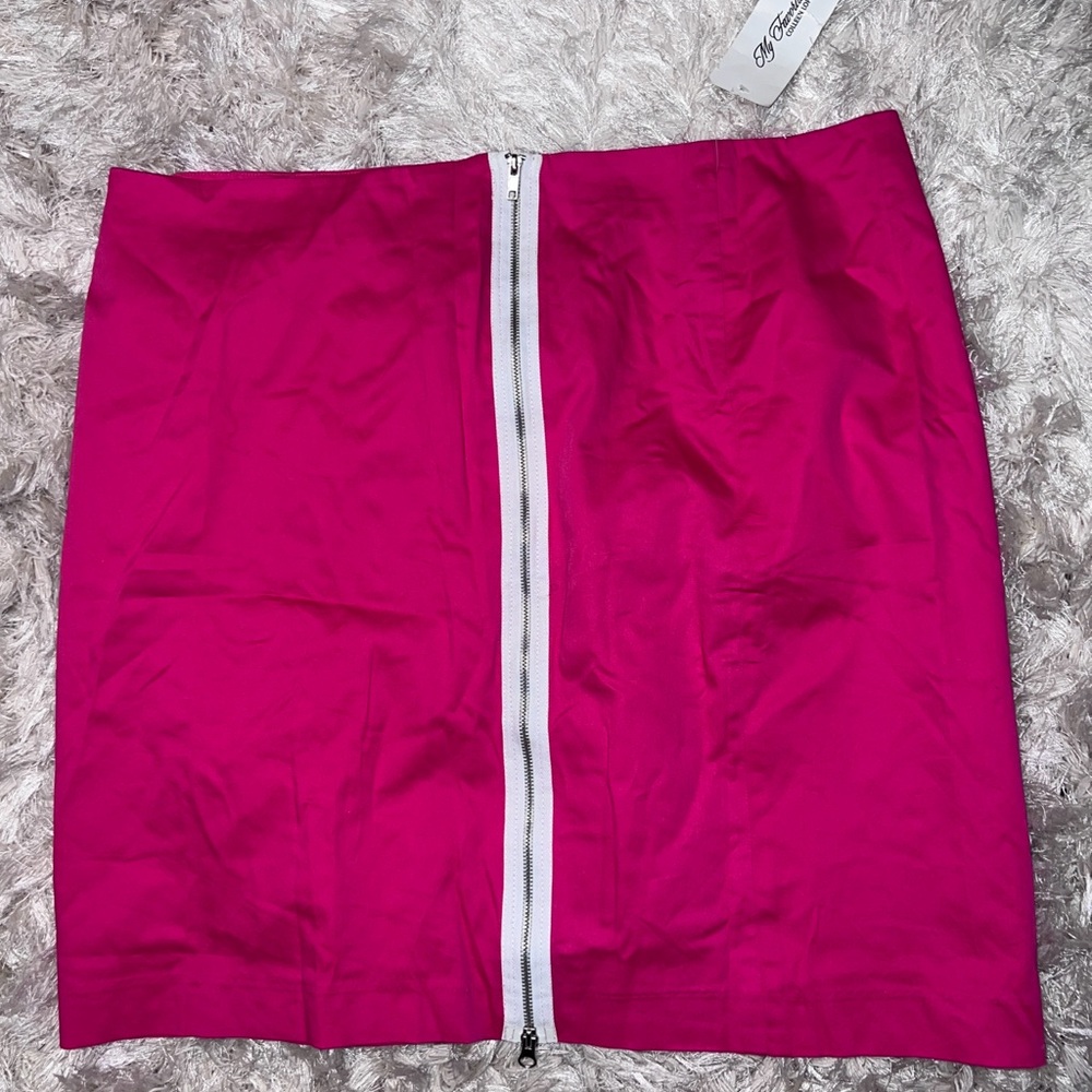 Pink and White plus  Skirt with Front Zipper